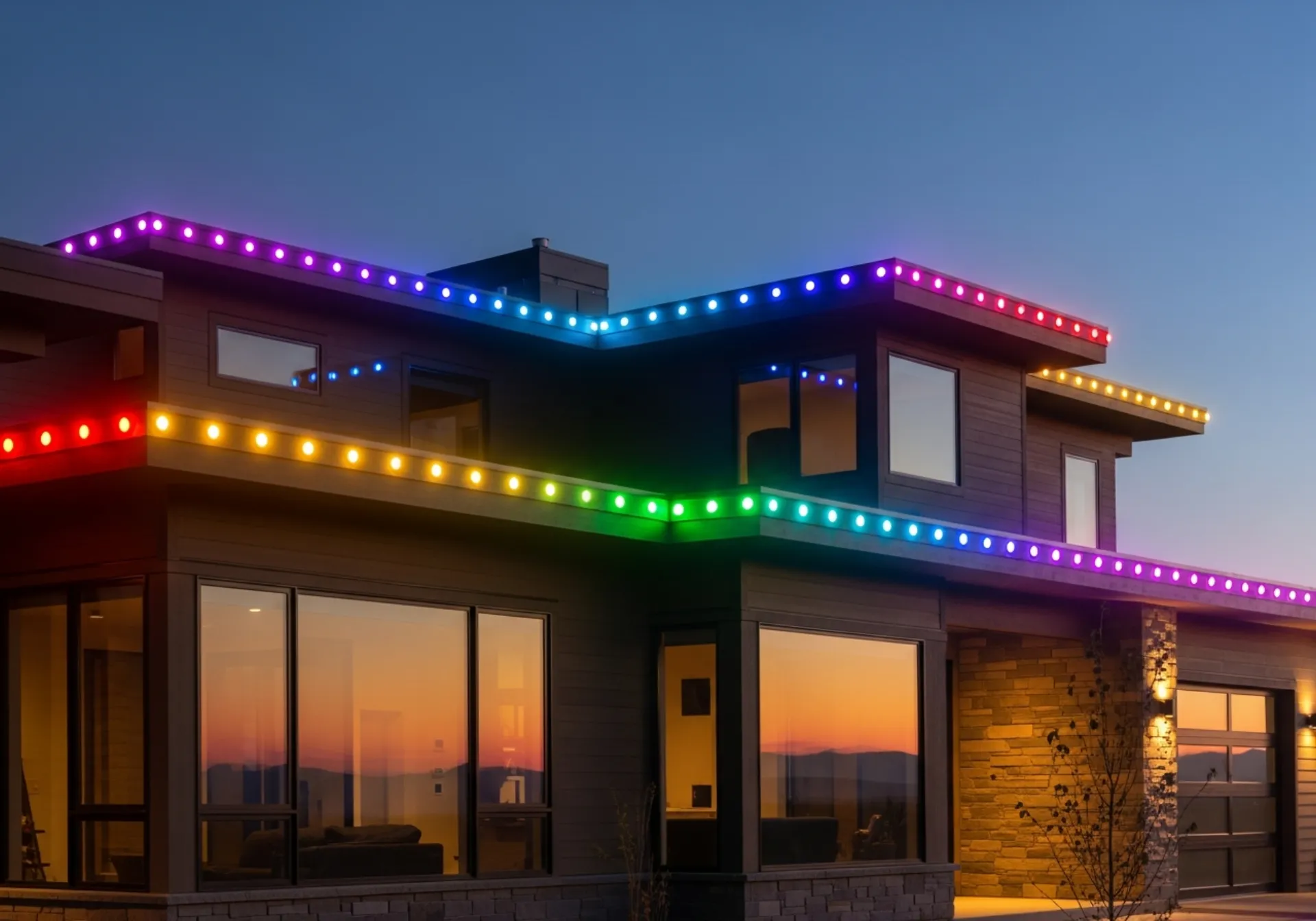 Rainbow individual LED roofline